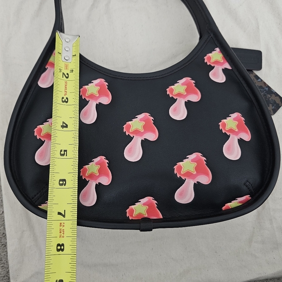 Authentic Coachtopia Ergo Black Bag with Pink Mushroom Design - Picture 13 of 16